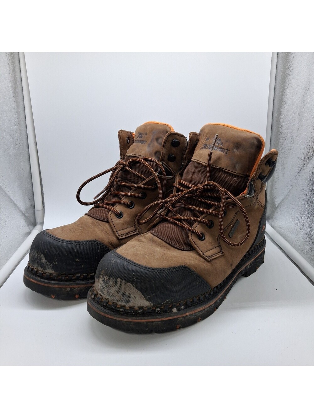 Ridgecut Waterproof Steel Toe Work Boots Mens 10 Brown Leather ASTM EH